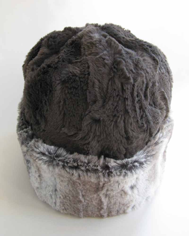 Faux Fur Beanie in Alder and Gray
